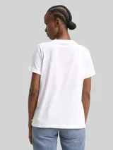 TOM TAILOR DENIM Damen Loose Fit T-Shirt mit Glitzer-Stickerei, weiß, Uni – Bild 5