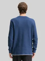 TOM TAILOR DENIM Herren Langarmshirt im 2-in-1-Look, blau, Uni – Bild 5