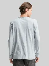 TOM TAILOR DENIM Herren Langarmshirt in Melange-Optik, blau, Uni – Bild 5