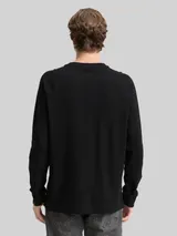 TOM TAILOR DENIM Herren Langarmshirt mit Waffelstruktur, schwarz, Uni – Bild 5