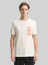 TOM TAILOR DENIM Herren T-Shirt mit Print, weiß, Uni – Bild 4