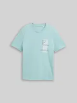 TOM TAILOR DENIM Herren T-Shirt mit Print, grün, Uni – Bild 3