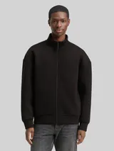 TOM TAILOR DENIM Herren Relaxed Scuba Sweatjacke, schwarz, Uni – Bild 4