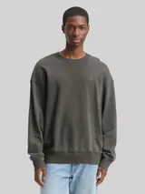 TOM TAILOR DENIM Herren Relaxed Overdyed Sweatshirt, schwarz, Uni – Bild 4