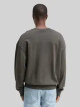 TOM TAILOR DENIM Herren Relaxed Overdyed Sweatshirt, schwarz, Uni – Bild 5