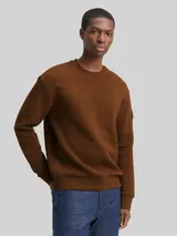 TOM TAILOR DENIM Herren Sweatshirt mit Logo-Badge, braun, Uni – Bild 4