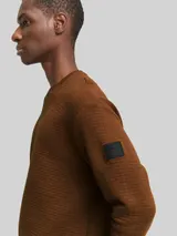 TOM TAILOR DENIM Herren Sweatshirt mit Logo-Badge, braun, Uni – Bild 6