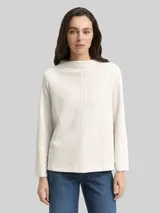 TOM TAILOR Damen Sweatshirt mit Stehkragen, beige, Meliert – Bild 4