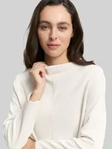 TOM TAILOR Damen Sweatshirt mit Stehkragen, beige, Meliert – Bild 6