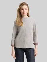 TOM TAILOR Damen Sweatshirt mit Stehkragen, braun, Meliert – Bild 4