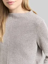 TOM TAILOR Damen Sweatshirt mit Stehkragen, braun, Meliert – Bild 6