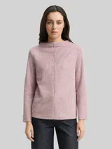 TOM TAILOR Damen Sweatshirt mit Stehkragen, rot, Meliert – Bild 4