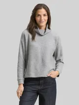 TOM TAILOR Damen Loose Fit Sweatshirt mit Rollkragen, grau, Meliert – Bild 4