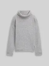 TOM TAILOR Damen Loose Fit Sweatshirt mit Rollkragen, grau, Meliert – Bild 3
