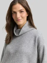 TOM TAILOR Damen Loose Fit Sweatshirt mit Rollkragen, grau, Meliert – Bild 6