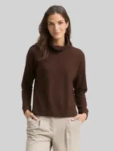TOM TAILOR Damen Loose Fit Sweatshirt mit Rollkragen, braun, Meliert – Bild 4