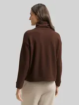 TOM TAILOR Damen Loose Fit Sweatshirt mit Rollkragen, braun, Meliert – Bild 5