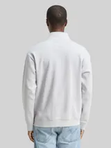 TOM TAILOR DENIM Herren Troyer Sweatshirt mit Logo-Badge, grau, Uni – Bild 5