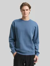 TOM TAILOR DENIM Herren Sweatshirt mit Logo-Badge, blau, Uni – Bild 4