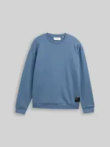 TOM TAILOR DENIM Herren Sweatshirt mit Logo-Badge, blau, Uni – Bild 3