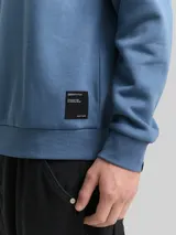 TOM TAILOR DENIM Herren Sweatshirt mit Logo-Badge, blau, Uni – Bild 6