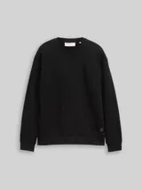 TOM TAILOR DENIM Herren Sweatshirt mit Logo-Badge, schwarz, Uni – Bild 3