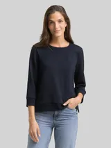 TOM TAILOR Damen Boxy Fit Sweatshirt mit 7/8-Arm, blau, Uni – Bild 4