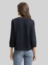 TOM TAILOR Damen Boxy Fit Sweatshirt mit 7/8-Arm, blau, Uni – Bild 5