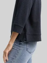 TOM TAILOR Damen Boxy Fit Sweatshirt mit 7/8-Arm, blau, Uni – Bild 6