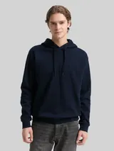 TOM TAILOR DENIM Herren Hoodie Sweatshirt mit Logo-Badge, blau, Uni – Bild 4