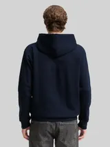 TOM TAILOR DENIM Herren Hoodie Sweatshirt mit Logo-Badge, blau, Uni – Bild 5