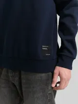 TOM TAILOR DENIM Herren Hoodie Sweatshirt mit Logo-Badge, blau, Uni – Bild 6