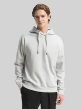 TOM TAILOR DENIM Herren Hoodie Sweatshirt mit Logo-Badge, grau, Uni – Bild 4