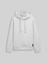 TOM TAILOR DENIM Herren Hoodie Sweatshirt mit Logo-Badge, grau, Uni – Bild 3