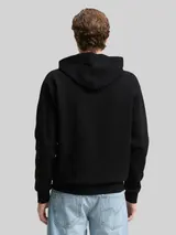 TOM TAILOR DENIM Herren Hoodie Sweatshirt mit Logo-Badge, schwarz, Uni – Bild 5