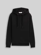 TOM TAILOR DENIM Herren Hoodie Sweatshirt mit Logo-Badge, schwarz, Uni – Bild 3
