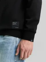 TOM TAILOR DENIM Herren Hoodie Sweatshirt mit Logo-Badge, schwarz, Uni – Bild 6