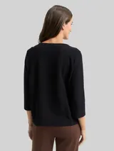 TOM TAILOR Damen Langarmshirt mit Ottoman-Struktur, schwarz, Uni – Bild 5