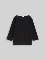 TOM TAILOR Damen Langarmshirt mit Ottoman-Struktur, schwarz, Uni – Bild 3