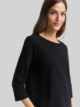 TOM TAILOR Damen Langarmshirt mit Ottoman-Struktur, schwarz, Uni – Bild 6