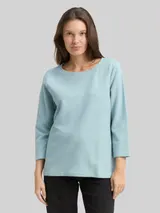 TOM TAILOR Damen Langarmshirt mit Ottoman-Struktur, grün, Uni – Bild 4