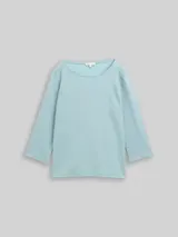 TOM TAILOR Damen Langarmshirt mit Ottoman-Struktur, grün, Uni – Bild 3