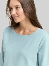 TOM TAILOR Damen Langarmshirt mit Ottoman-Struktur, grün, Uni – Bild 6