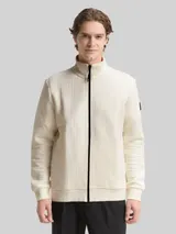 TOM TAILOR DENIM Herren Sweatjacke mit Stehkragen, weiß, Uni – Bild 4