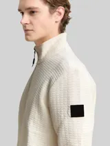 TOM TAILOR DENIM Herren Sweatjacke mit Stehkragen, weiß, Uni – Bild 6