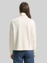 TOM TAILOR Damen Scuba Sweatshirt mit Stehkragen, weiß, Uni – Bild 5