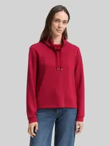 TOM TAILOR Damen Scuba Sweatshirt mit Stehkragen, rot, Uni – Bild 4