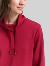 TOM TAILOR Damen Scuba Sweatshirt mit Stehkragen, rot, Uni – Bild 6