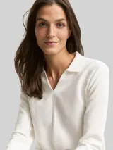 TOM TAILOR Damen Langarmshirt mit Polokragen, weiß, Uni – Bild 6