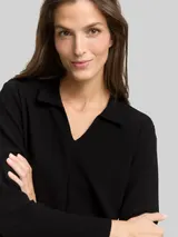 TOM TAILOR Damen Langarmshirt mit Polokragen, schwarz, Uni – Bild 6